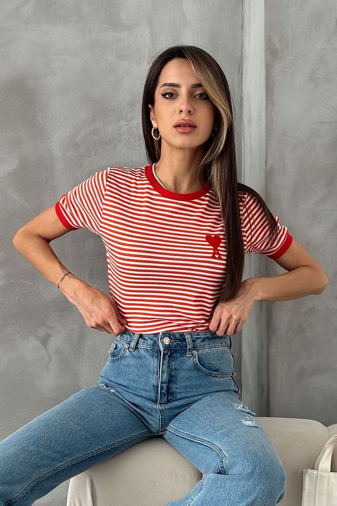 Maglietta Casual Rossa Oversize