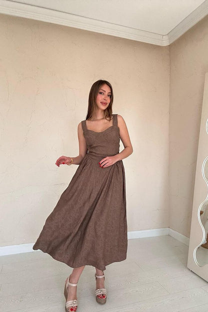 Vestito Fit and Flare Marrone