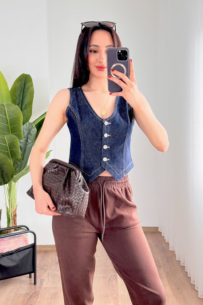 Gilet di Jeans Nero Slim Fit
